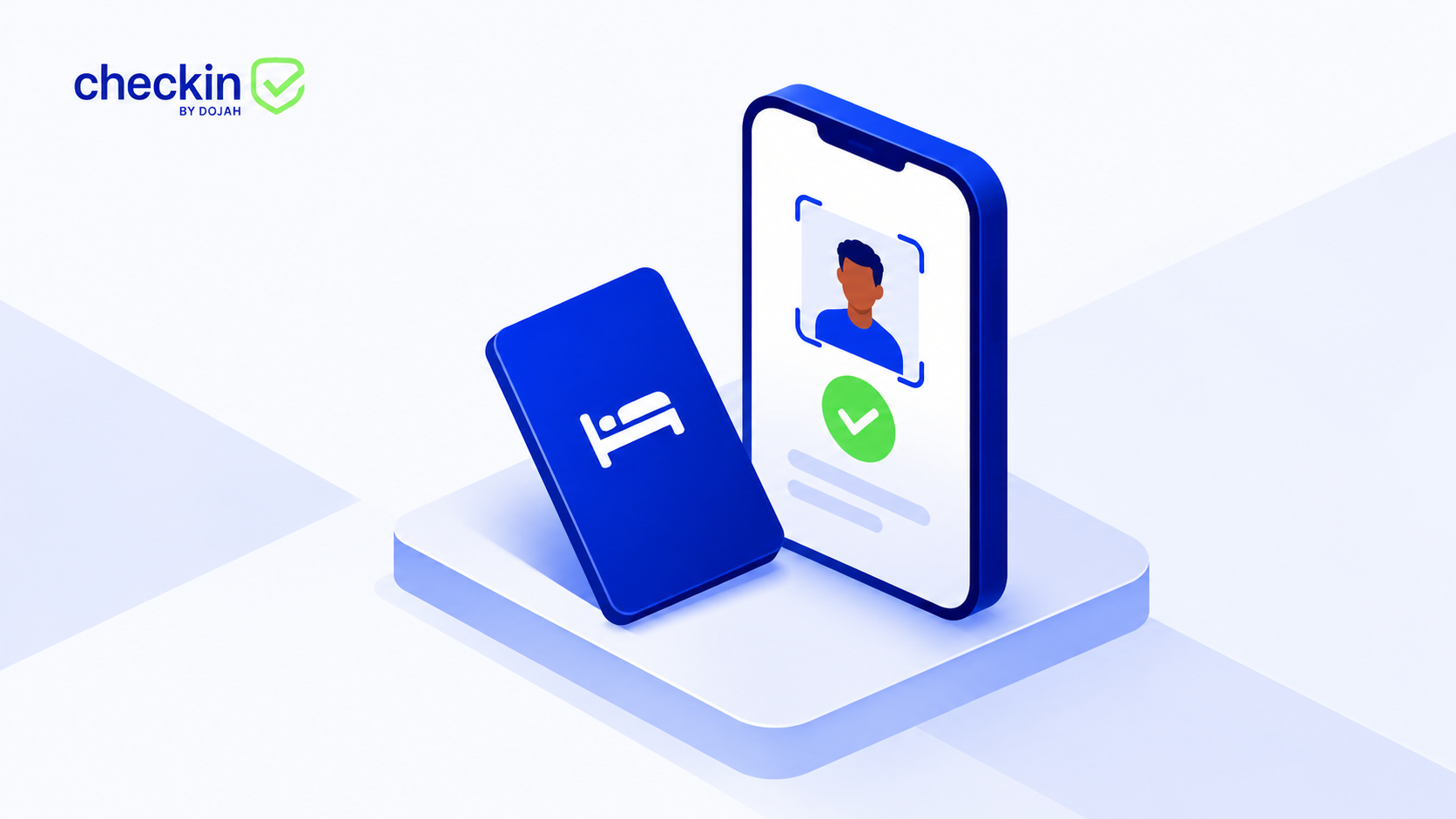 Hotel guest completing digital identity verification on a smartphone before check-in.”