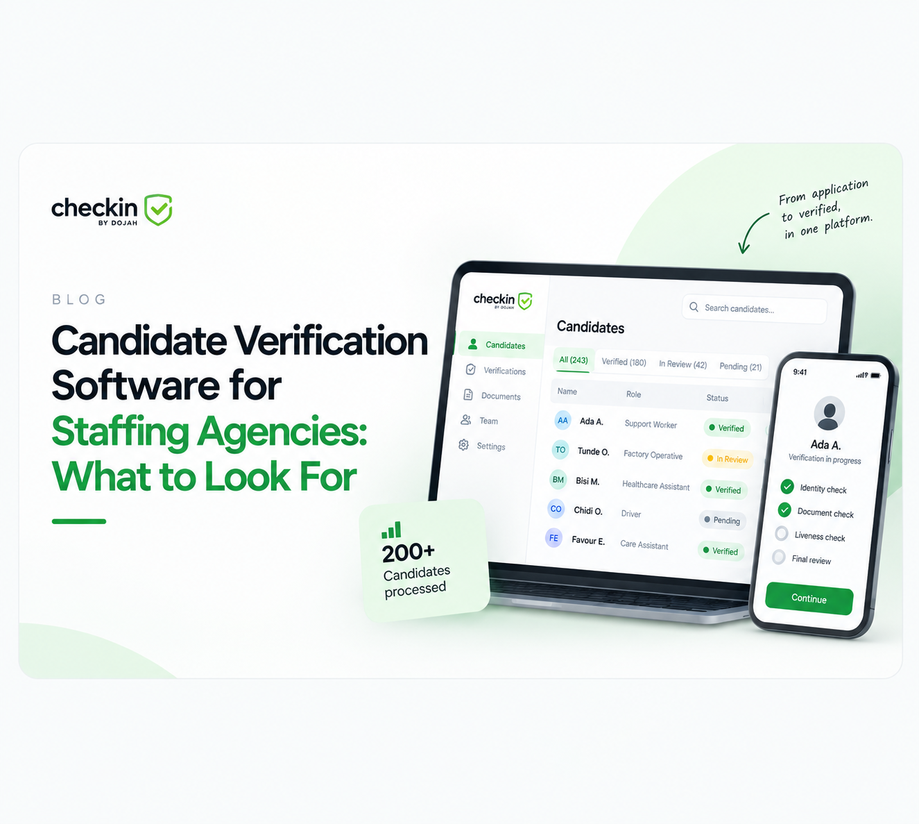 Illustration representing Checkin, a candidate verification software for staffing agencies.